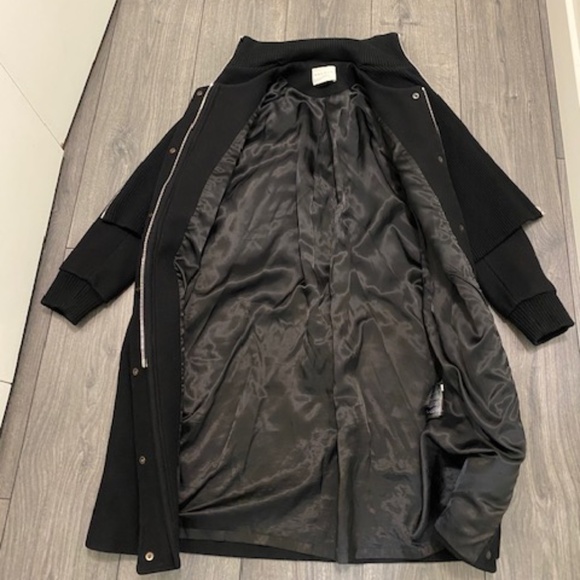 Sandro Kolia Ribbed Overlay Wool Blend Coat Size 6 - Picture 10 of 16